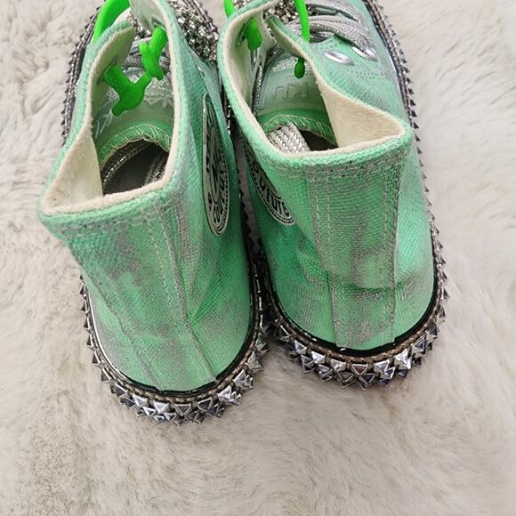 NEW Nan-Ku Couture Free People Cruise Studded Spring Mint Green High Top Sneaker - Picture 9 of 11
